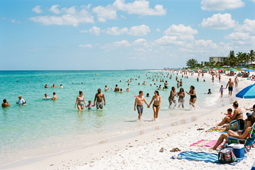 Swimming on the beach